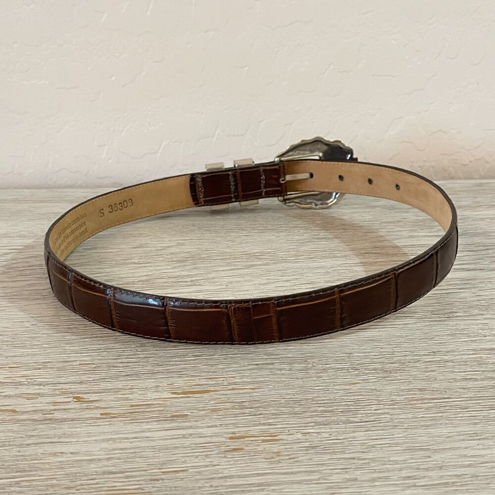Vintage Brighton Belt Noah's Ark Museum Brown Leather Silver 36308 1995 Small - Picture 9 of 13